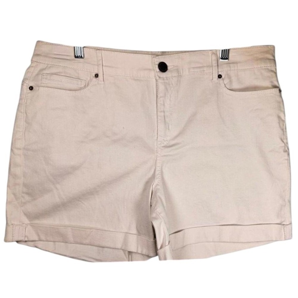 Juicy Couture Womens White Cuffed Denim Shorts‎ Size 16 Stretch Cotton Summer